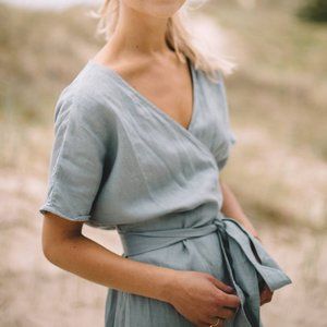 Mimosa sea green dress - Wrap linen dress